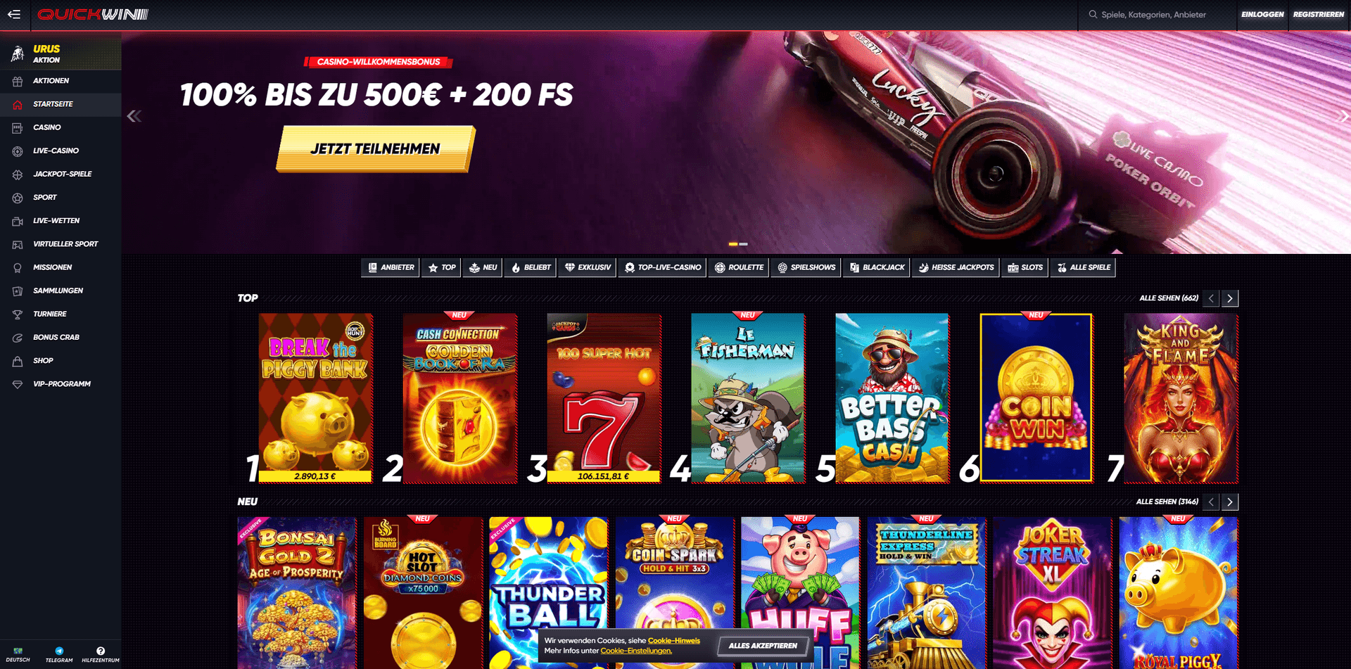 QuickWin Casino ohne Einschränkungen